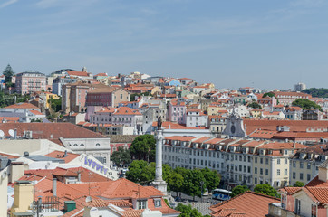Fototapeta na wymiar Parte baja de la ciudad de Lisboa, Portugal