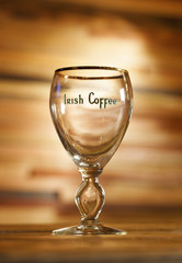 Empty glass for Irish Coffee