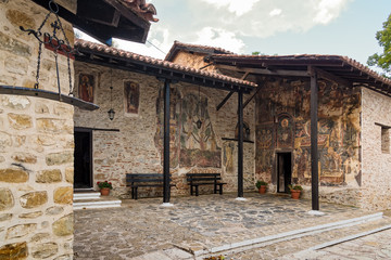 View of the dedicated to Virgin Mary historic Monastery of Panagia Mauriotissa in Kastoria, Greece