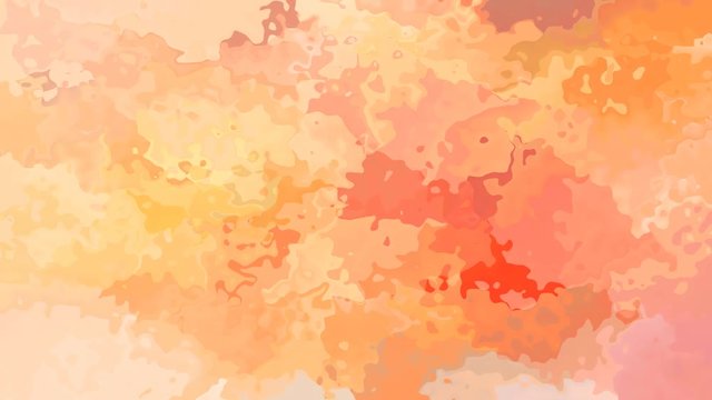 abstract animated stained background seamless loop video - watercolor effect - peach orange pink color