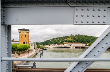 Rhone river crossing Vienne city, in the department of Isère. 30 km in the south of Lyon, France