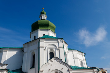 Church of St. Nicholas the Pristisk in the historical neighbourhood Podil in Kiev, Ukraine