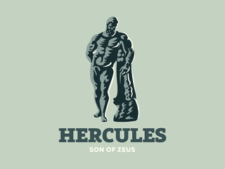 The statue of Hercules. Vector illustration. - obrazy, fototapety, plakaty