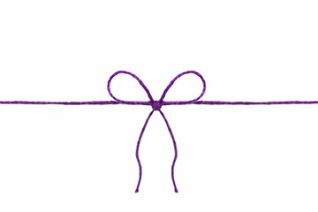 
Purple rope with a bow in the middle isolated on a white background