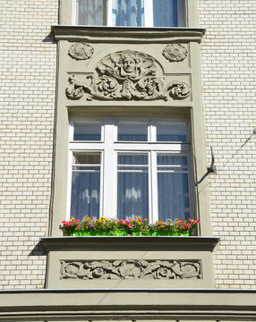 Russia,  Moscow, apartment house 19/28 at the intersection of Podsosensky and Lalin lanes. 1910 year of construction. Decorative elements