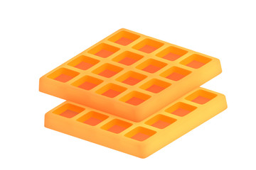 Belgian gold waffle on white background