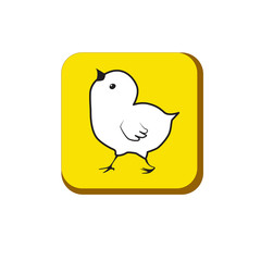 illustration of funy white chicken on yellow backgroud