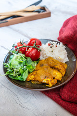 delicious Rice and chicken on plate