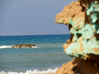 Sid el bachir island and waves and rocks