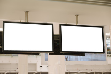 blank supermarket TV in blurry for background