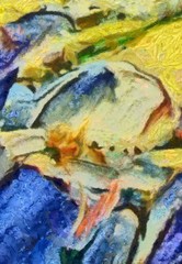 Detailed close-up grunge multi color abstract background. Dry textured brush strokes hand drawn oil painting on canvas texture. Creative simple pattern for graphic work, web design or wallpaper. Aged.