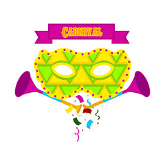 Carnaval mask with party trumpets