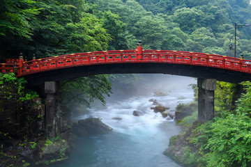 beautiful shinkyo bridge at Nikko, Japan