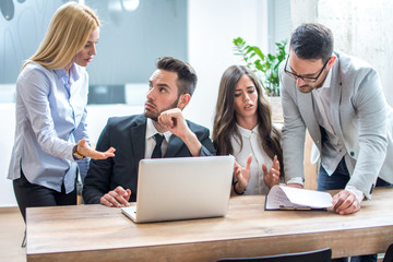 Fototapeta premium Group of business people meeting in modern boardroom