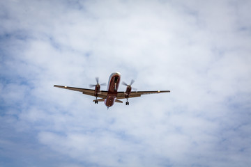 Turboprop airplane coming in for landing.