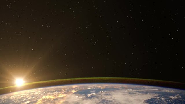 Sunrise over earth from space animation. Contains public domain image by NASA