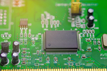 A close up of computer circuit.