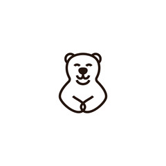 Happy welcome bear logo icon line outline monoline style