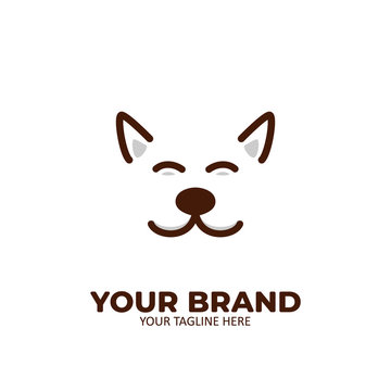 Happy Smile Animal Dog Face Logo Icon Outline Line Style