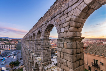 The famous Roman aqueduct of Segovia with more than 2000 years of antiquity