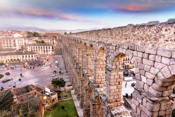 The famous Roman aqueduct of Segovia with more than 2000 years of antiquity