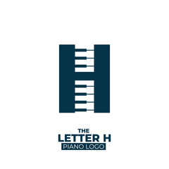 Letter H Piano logo icon creative smart negative space illustration