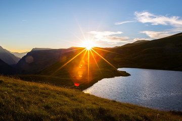 Coucher de soleil au lac du Pontet