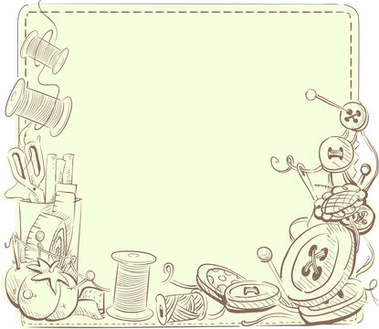 Sewing Notions Sketch Illustration