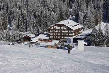 Ski piste at Kreuzbergpass near Sexten, Italy