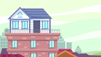 Rooftop House Illustration