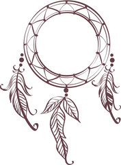 Boho Dream Catcher Feathers Illustration