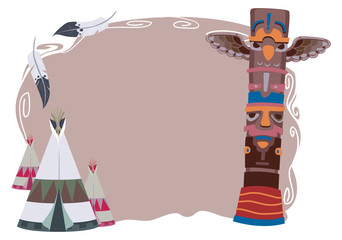 Native American Totem Pole Design Illustration