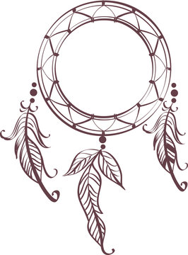 recommend clip art: Boho Dream Catcher Feathers Illustration