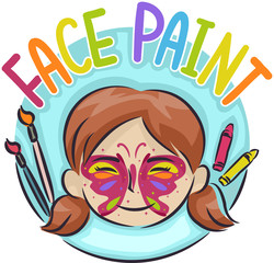 Kid Girl Face Paint Illustration