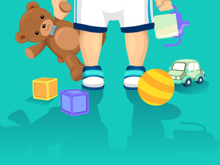 Toddler Feet Stand Right Toys Illustration