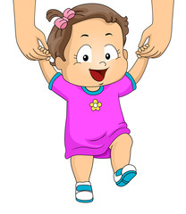 Kid Toddler Girl Walk Assist Illustration