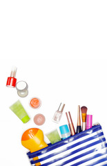 Summer cosmetic bag essentials