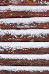 Wooden wall in winter