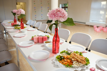 Decorated served party table