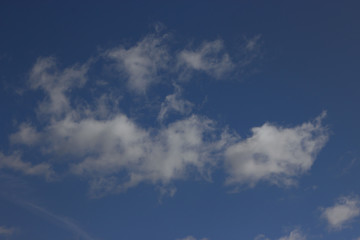 View on beautiful white and gray clouds in a blue sky.