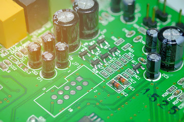 A close up of computer circuit.
