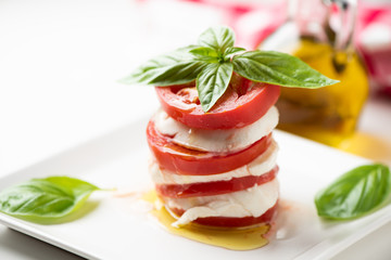 Caprese salad with italian mozzarella cheese