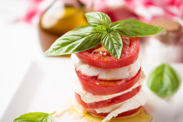 Caprese salad with italian mozzarella cheese