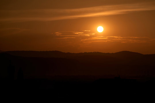 Background image with orange sky at sunset