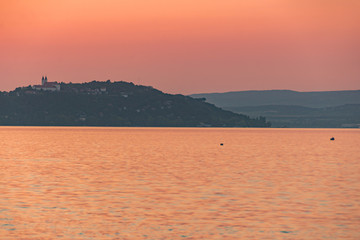 Obraz premium Beautiful summer sunset in 2018 Hungary Zamárdi at lake Balaton