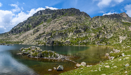 Fototapeta na wymiar Alpine scenery in Montmalus Lake in Andorra
