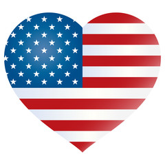 Fototapeta premium USA flag heart shape - United States flag silhouette