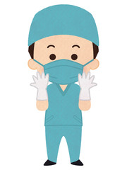 手術着を着た医師　男性