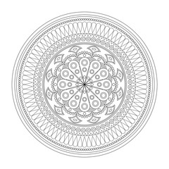 Mandala. Coloring book page. Art therapy. Vintage decorative elements. Oriental pattern, vector illustration. Islam, Arabic, Indian, moroccan,spain, turkish, pakistan, chinese, mystic, ottoman motifs