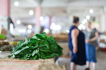 Market stall with variety of organic vegetable